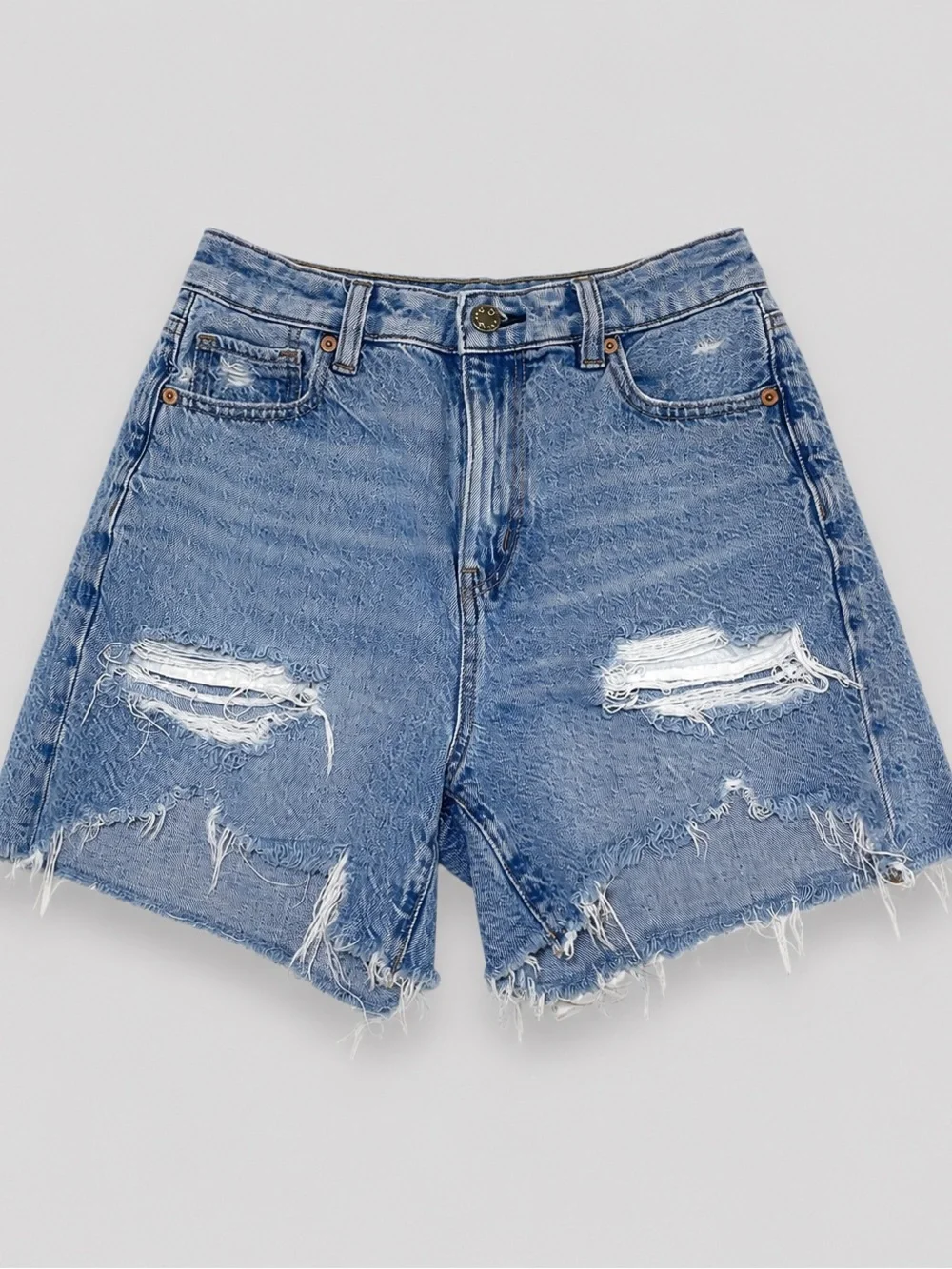 American Eagle Women's Size 0 Baggy Mom Denim Shorts Distressed High Rise